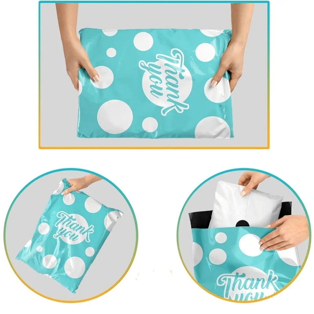 50pk 10x13 THANK YOU Teal  floralpoly mailers Self sealing. Water & tamp…